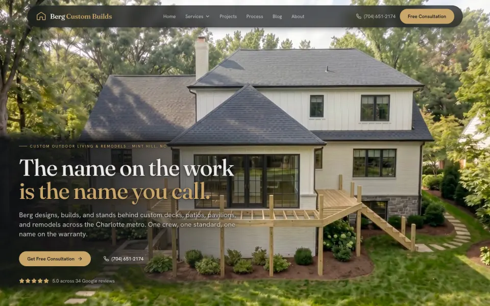 Berg Custom Builds website home page