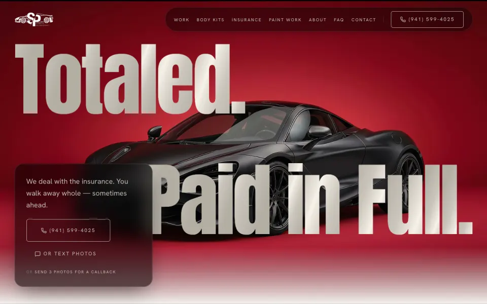 SP Motorworks website home page